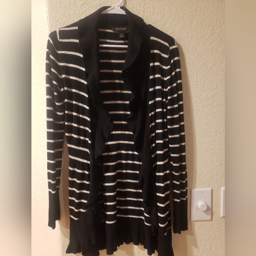 White House/Black Market~ Black and White Striped Women's Sweater